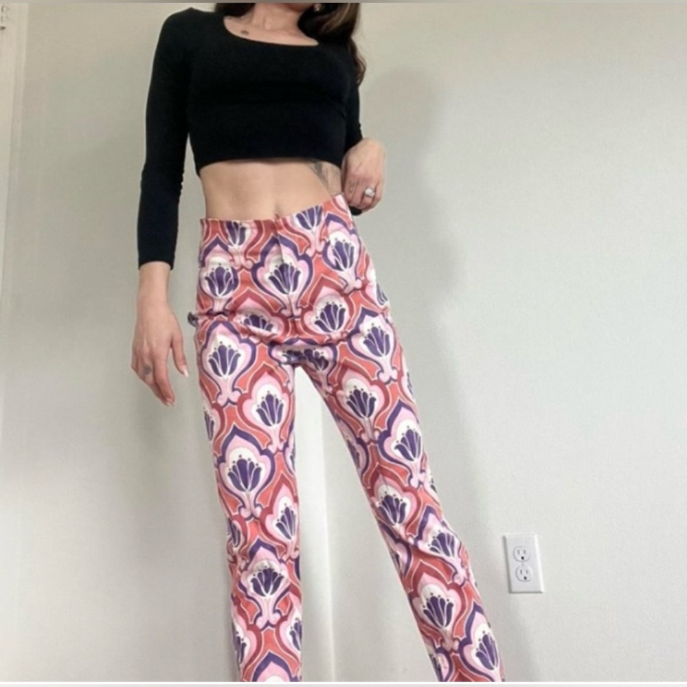 🌸NEW Zara Floral High Waist Slim Fit Pants